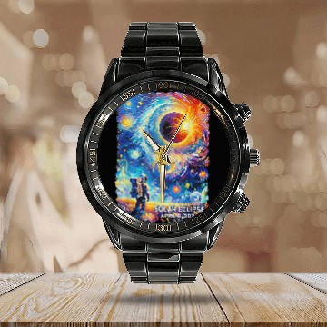 Discover View Totality April 8 2024 Astronomy Astronaut Solar Eclipse Baseball Tees Calendar Steel Band Watch