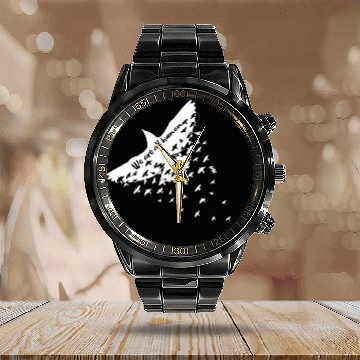 Discover WE ARE ALL HUMAN with flying eagle native american Calendar Steel Band Watch
