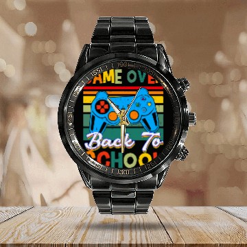 Discover Back to School Funny Game Over Teacher Student Controller 1 Calendar Steel Band Watch