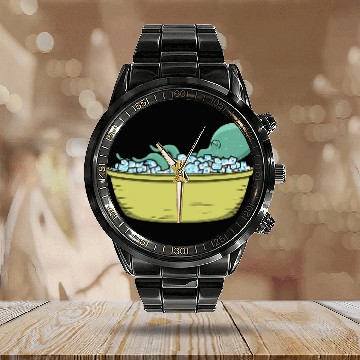 Discover Sea Animal Ice Bathing Cute Octopus Calendar Steel Band Watch