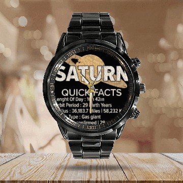 Discover vintages Saturn Planet Science Space Astronaut Astronomer Calendar Steel Band Watch