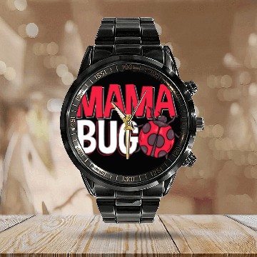Discover Ladybug Entomologist Ladybirds Entomology Mama Bug Baseball Tees Calendar Steel Band Watch