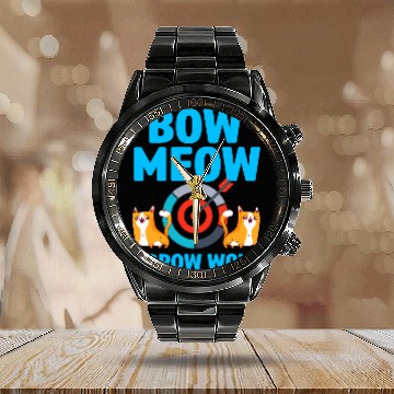 Discover Traditional Archery Cat Lover Archer Arrow Bow Hunter 10 Calendar Steel Band Watch