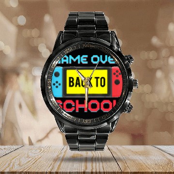 Discover back to school game over teacher student controller Calendar Steel Band Watch