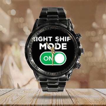 Discover Night Shift Mode On Funny Night Crew Nursing Team Zip Calendar Steel Band Watch