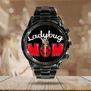 Discover Ladybug Mom Lover Insect Bug Entomologist Mothers Day Calendar Steel Band Watch Calendar Steel Band Watch