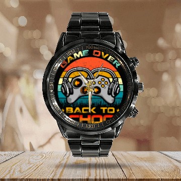 Discover back to school game over teacher student controller 2 Baseball Tees Calendar Steel Band Watch
