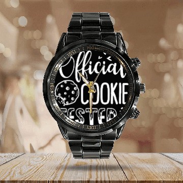 Discover Official Cookie Baker Tester Funny Christmas Couples Matchin Calendar Steel Band Watch