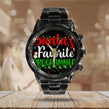 Discover Santas Favorite Programmer Funny xmass Pyjama Christmas 2 Zip Calendar Steel Band Watch