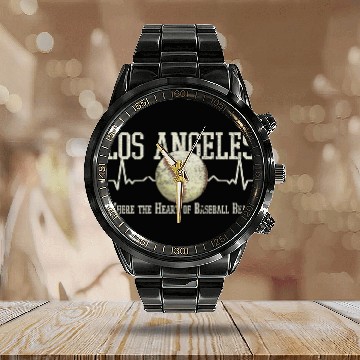 Discover vintages Baseball Los Angeles Graphic Calendar Steel Band Watch