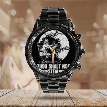 Discover Thou Shall Not Steal Softball Player Love Baseball Catcher Calendar Steel Band Watch