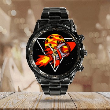 Discover Spaceship Planet Moon Universe Calendar Steel Band Watch