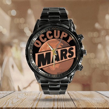 Discover Occupy Mars Outer Space Science Astronaut Spaceship Planets 3 Calendar Steel Band Watch