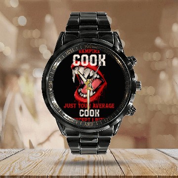 Discover Vampire Cook Halloween Chef Scary Cooker Work Blood Sucker Calendar Steel Band Watch