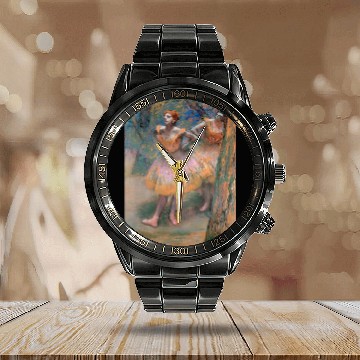 Discover Red Headed Ballerina Stretching in the Forest Calendar Steel Band Watch