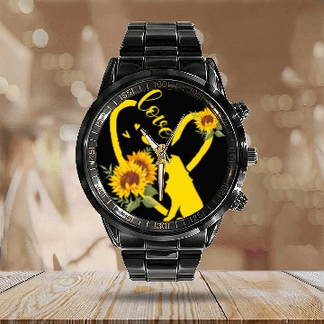Discover Love Border Collie Sunflower Gifts Baseball Tees Calendar Steel Band Watch