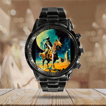 Discover The Space Cowboy Retro Scifi Calendar Steel Band Watch