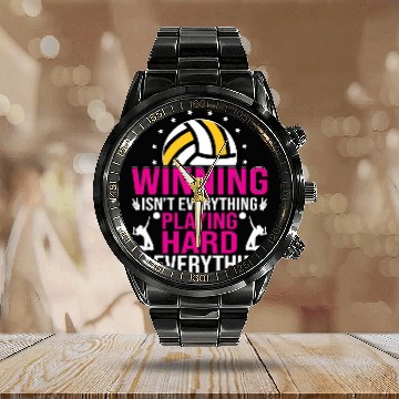 Discover Winning Isnt Everything Playing Hard Funny Volleyball Baseball Tees Calendar Steel Band Watch