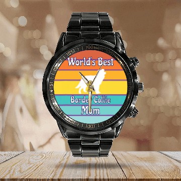 Discover Worlds bests Border Collie Mom Calendar Steel Band Watch