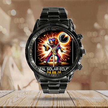 Discover Welsh Springer Spaniel Dog Dancing Disco Solar Eclipse 1 Calendar Steel Band Watch