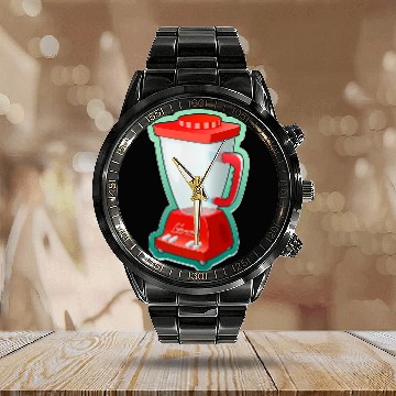 Discover Kitchen Appliance Chef Cocktail Funny Calendar Steel Band Watch