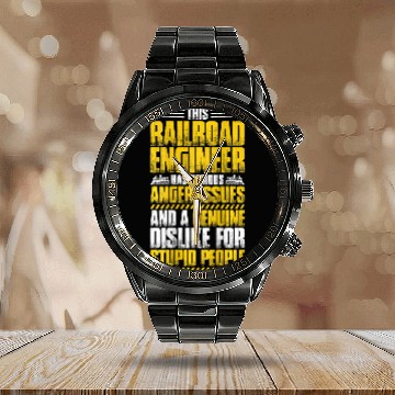 Discover Train Driver Locomotive Anger Issues Railroad Engineer 21 Baseball Tees Calendar Steel Band Watch