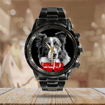 Discover Loved by a Border Collie Big Bold Graphic Design Calendar Steel Band Watch