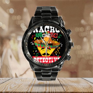 Discover Nacho Average Detective Funny Cinco De Mayo Detective Nacho Calendar Steel Band Watch