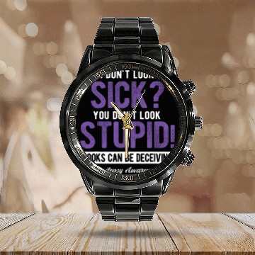 Discover You Dont Look Stupid Epilepsy Awareness Calendar Steel Band Watch
