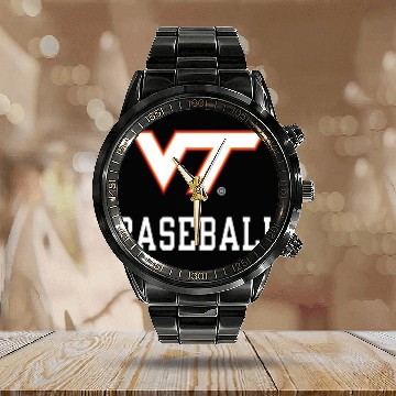 Discover Virginia Tech Hokies Baseball Icon Orange Calendar Steel Band Watch
