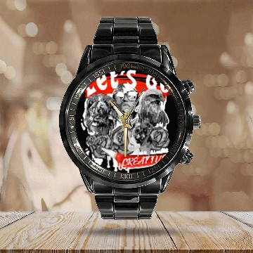 Discover Lets go creative For creative minds Calendar Steel Band Watch