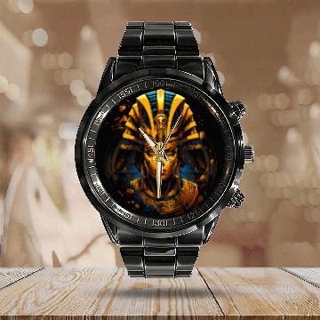 Discover Vibrant Celestial Mythic Egyptian Divinity Calendar Steel Band Watch