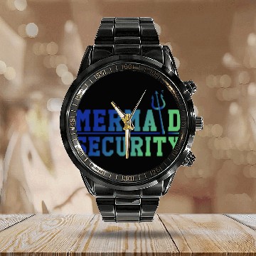 Discover Swimming Swimmer Swim Mermaid Security Dad Coach Zip Calendar Steel Band Watch