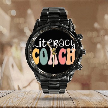 Discover Reading Teacher Interventionist Specialist Literacy Coach Calendar Steel Band Watch