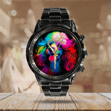 Discover Rainbow Poodle Designer Calendar Steel Band Watch