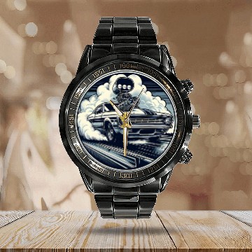 Discover Muscle Car Prototype Racing 21 Calendar Steel Band Watch