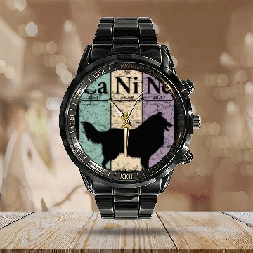 Discover Rough Collie Periodic Table Elements Rough Collie Dog Lover 7 Baseball Tees Calendar Steel Band Watch