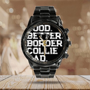 Discover Mens Good better Border Collie Dad Calendar Steel Band Watch