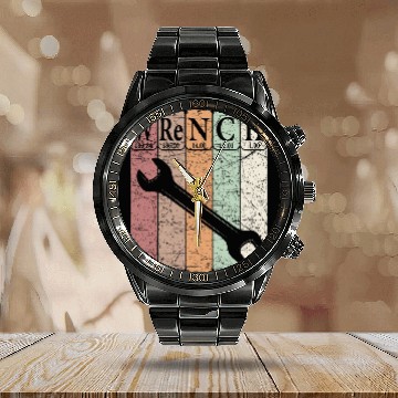 Discover Wrench Periodic Table Elements Mechanic Handyman 21 Calendar Steel Band Watch