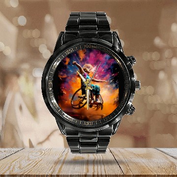 Discover Wheelchair Basketball Disabled Slam Dunks Calendar Steel Band Watch