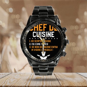 Discover Kitchen Chef Cooking Calendar Steel Band Watch