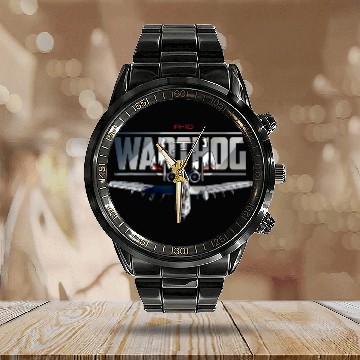 Discover American Military Airplane Warthog Pilot Zip Calendar Steel Band Watch