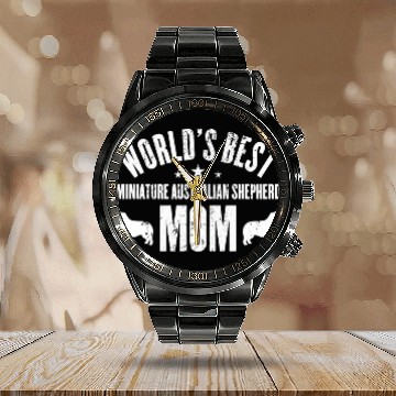Discover Worlds bests MINIATURE AUSTRALIAN SHEPHERD Mom Zip Calendar Steel Band Watch