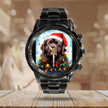 Discover xmass Newfoundland Dog Tangled Christmas Lights 1 Calendar Steel Band Watch
