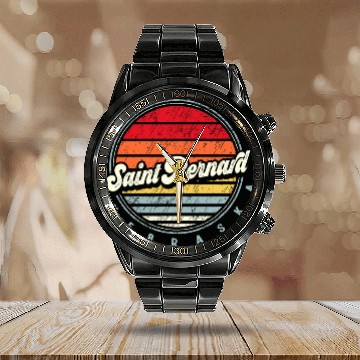 Discover Retro Saint Bernard homes State Cool 70s Style Sunset 1 Baseball Tees Calendar Steel Band Watch
