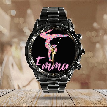 Discover Personalized Gymnastics Emma Name Gymnast Girls Baseball Tees Calendar Steel Band Watch