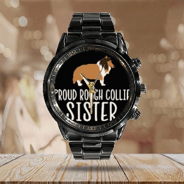 Discover Proud Rough Collie Sister Calendar Steel Band Watch