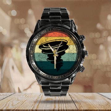 Discover Retro Storm Chasing Meteorologist Zip Calendar Steel Band Watch