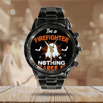 Discover Im a Firefighter nothing scares me 2funny Halloween Baseball Tees Calendar Steel Band Watch