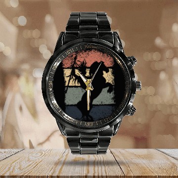 Discover Retro Horse Rider Indigenous Indian Native American Baseball Tees Calendar Steel Band Watch